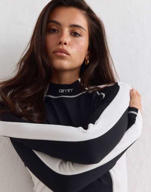 Aim'n zwart/wit zachte basic baselayer met lange mouwen, 3 van 4