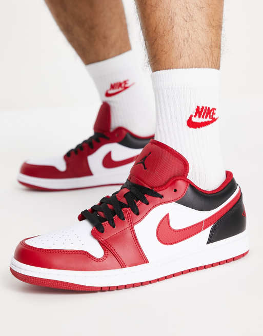 Jordan 1 basse rouge best sale et blanche