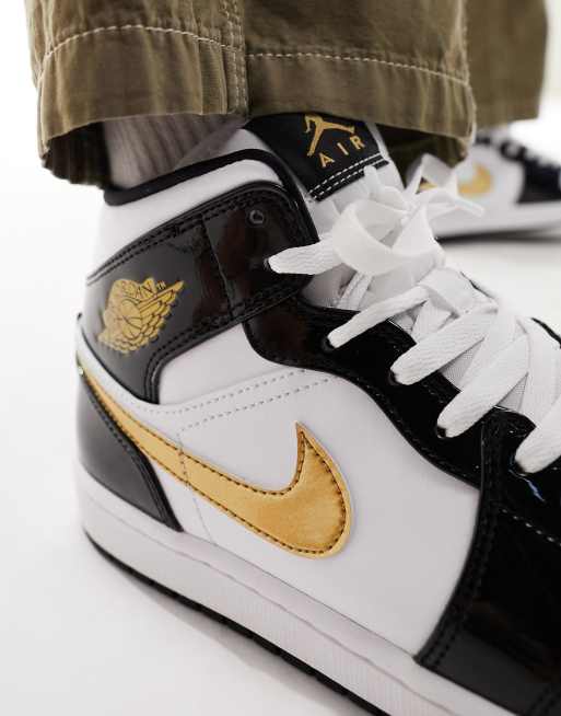 Air Jordan 1 Baskets mi hautes Blanc dor et noir