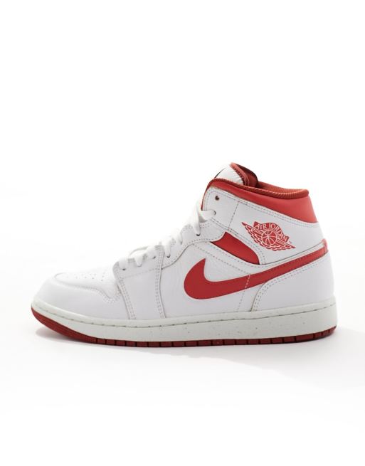 Air Jordan 1 Baskets mi hautes Blanc et rouge