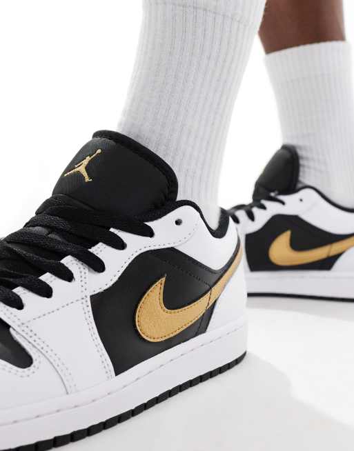 Air Jordan 1 – Czarno-biało-złote buty sportowe przed kostkę, 3 z 5