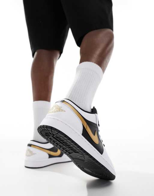 Air Jordan 1 – Czarno-biało-złote buty sportowe przed kostkę, 4 z 5