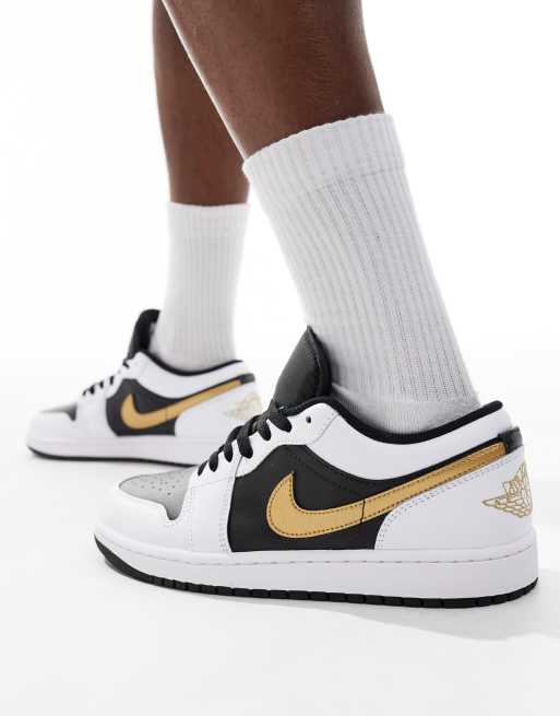 Air Jordan 1 – Czarno-biało-złote buty sportowe przed kostkę, 5 z 5