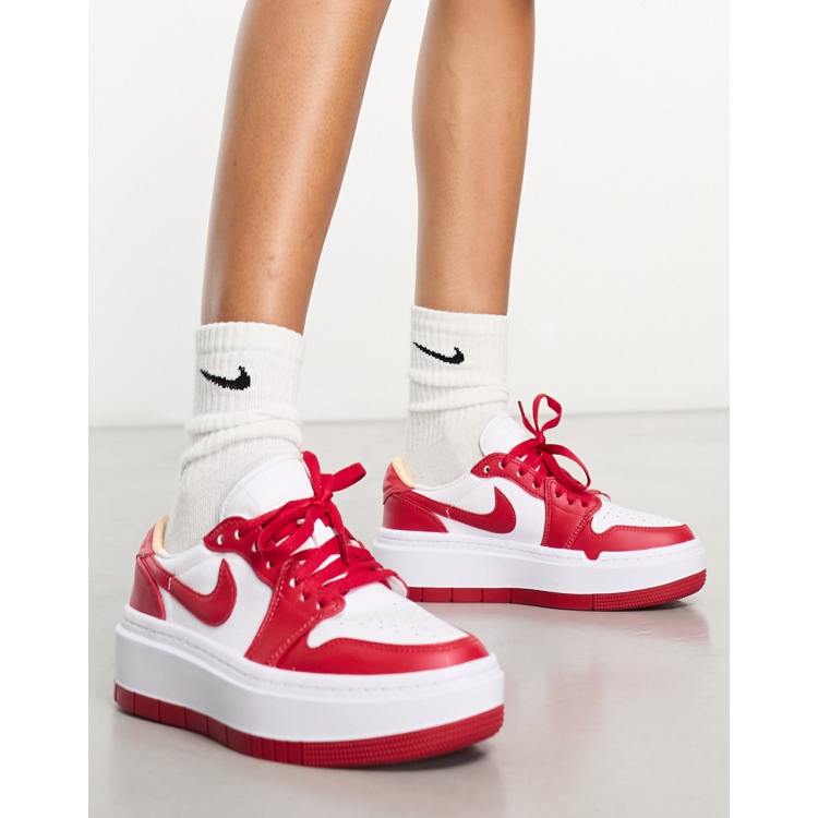 Air Jordan 1 Elelvate low trainers in white and fire red ASOS