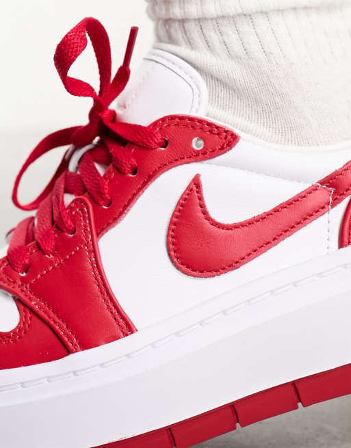 Air Jordan 1 Elelvate low trainers in white and fire red | ASOS