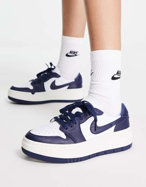 Air Jordan 1 Elevate Low trainers in white and midnight navy ASOS