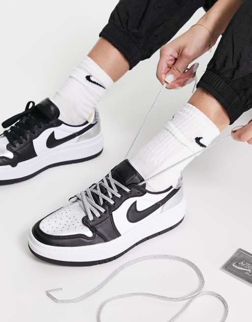 Air Jordan – 1 Elevate – Niskie buty sportowe w kolorach białym i metalicznym czarnym