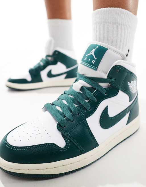 Air Jordan 1 – Gröna och vita sneakers med halvhöga skaft, 5 av 5