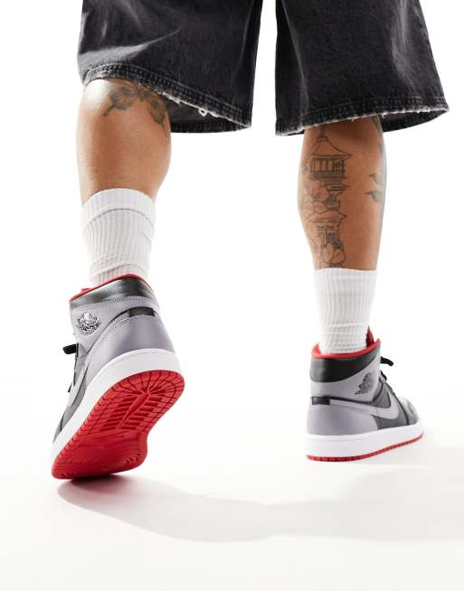 Air Jordan 1 - Halfhoge sneakers in zwart met grijs, 4 van 5