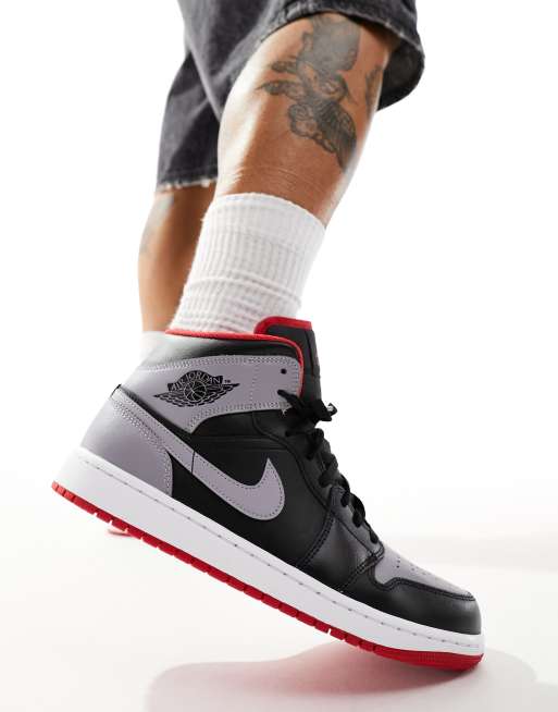 Air Jordan 1 - Halfhoge sneakers in zwart met grijs, 5 van 5
