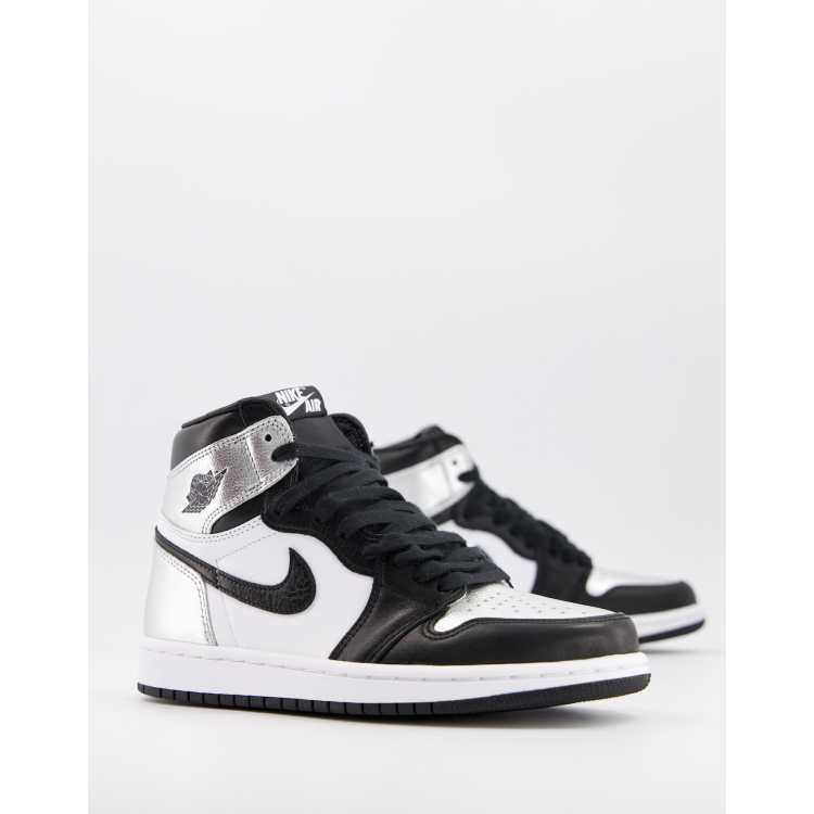 Jordan 1 hotsell black white silver