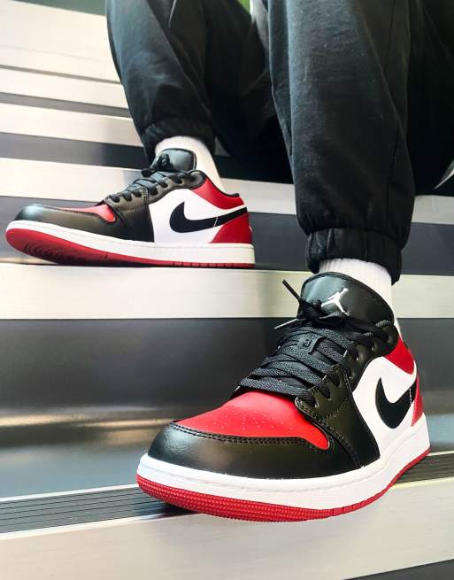 Air Jordan – 1 Low – Czarno-biało-czerwone buty sportowe przed kostkę, 4 z 4