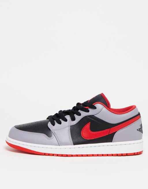 Air Jordan 1 Low Lage sneakers in zwart grijs en rood ASOS