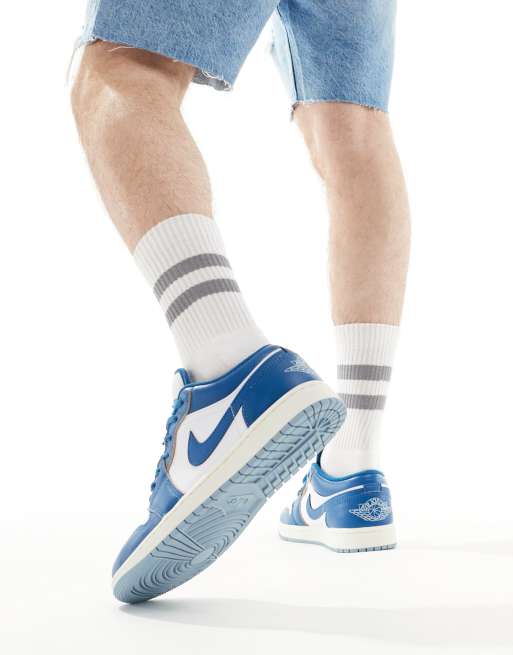 Air Jordan Low men's trainers in white and dark blue ASOS