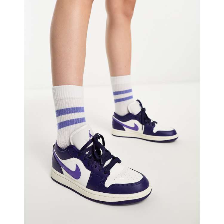 Air jordan 1 low trainer in white and purple sale