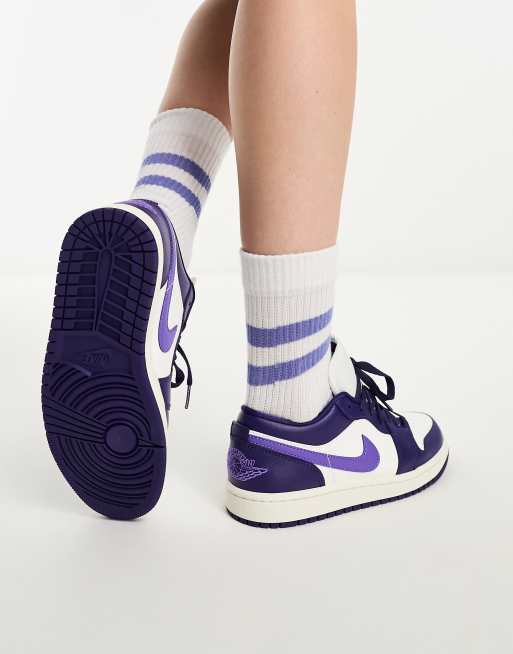 Nike air jordan 1 low trainer in white and purple sale