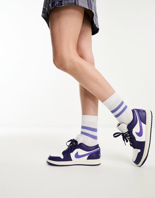 Nike air jordan 1 low 2024 trainer in white and purple