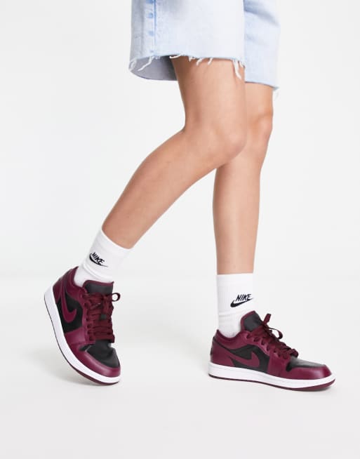 Air Jordan 1 Low trainers in black and cherry wood red | ASOS