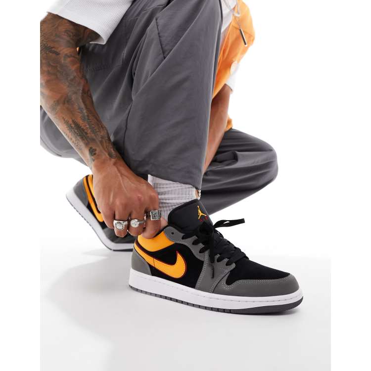 Jordan 1 black grey on sale orange