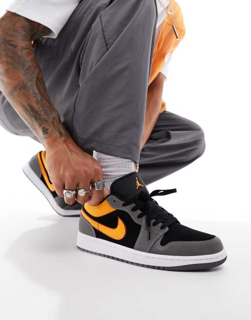 Air Jordan 1 Low trainers in vivid orange grey and black ASOS