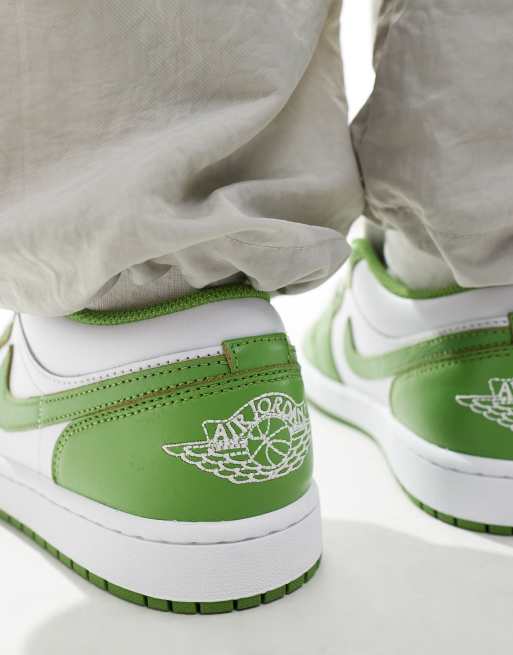 Air Jordan 1 Low trainers in white and green ASOS