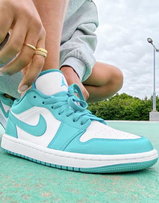 Turquoise and store white jordans