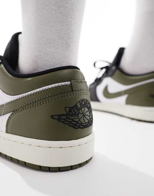 Air Jordan 1 Low trainers in white olive and black ASOS