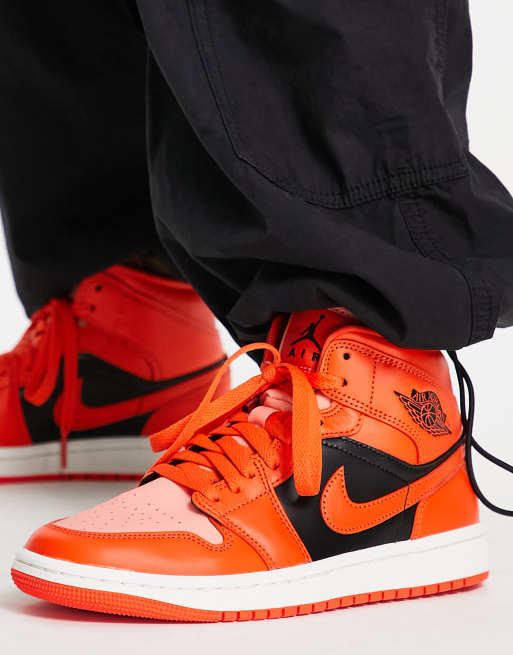 Mid Oranje Wit Jordans Oranje Air Jordan Leren Sneakers ''1 Retro - Main Image