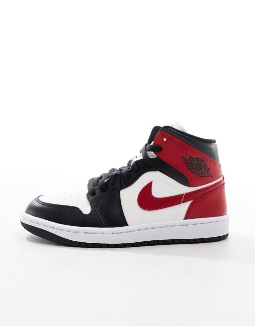 Air Jordan 1 Mid Sneakers alte da donna grigio scuro e rosso palestra ASOS