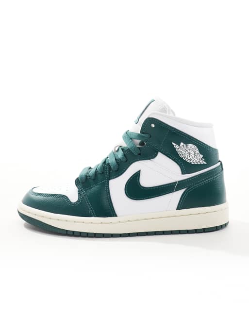 Air Jordan 1 Mid sneakers in green and white ASOS