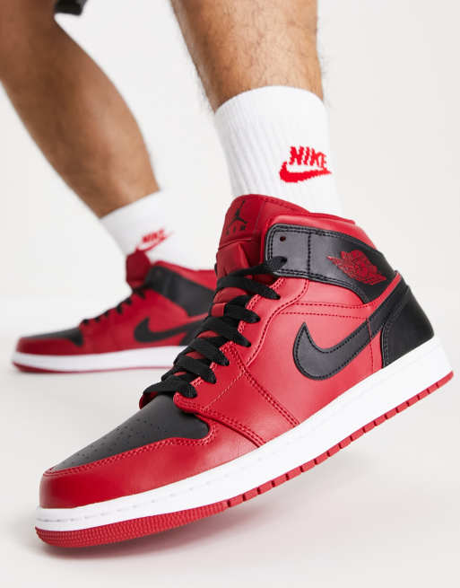 Air Jordan Mid Sneakers in rood en zwart ASOS