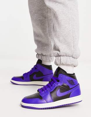 black and purple and blue jordans