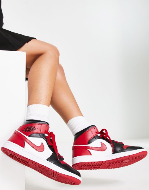 Air jordan 1 discount mid trainers in white/red