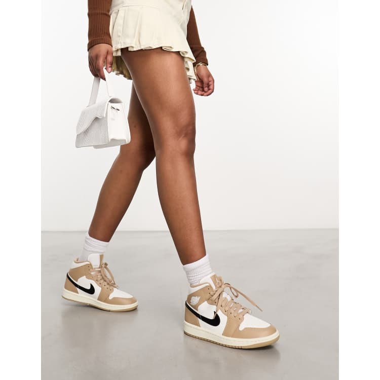 Air Jordan 1 Mid trainers in off white and desert ASOS