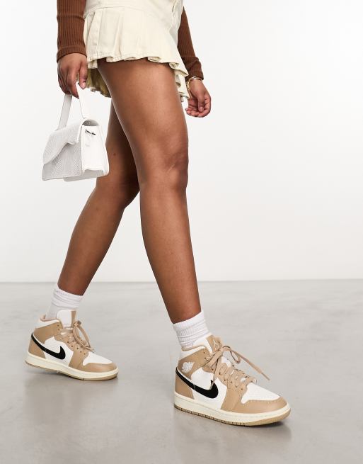 Air Jordan 1 Mid trainers in off white and desert | ASOS