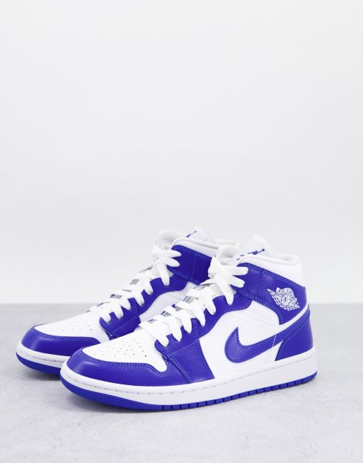 Air Jordan 1 Mid trainers in royal blue and white