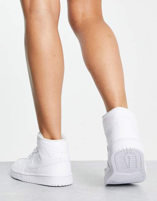 Air Jordan 1 Mid trainers in triple white