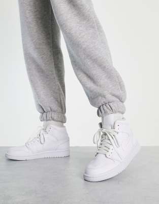 Air Jordan 1 Mid trainers in triple white | ASOS