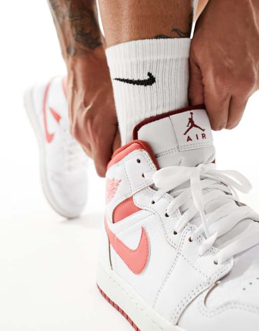 Air jordan 1 white sales and red