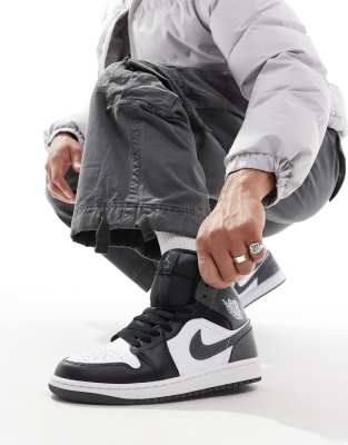 Jordan Air Jordan 1 Mid trainers in white black and grey