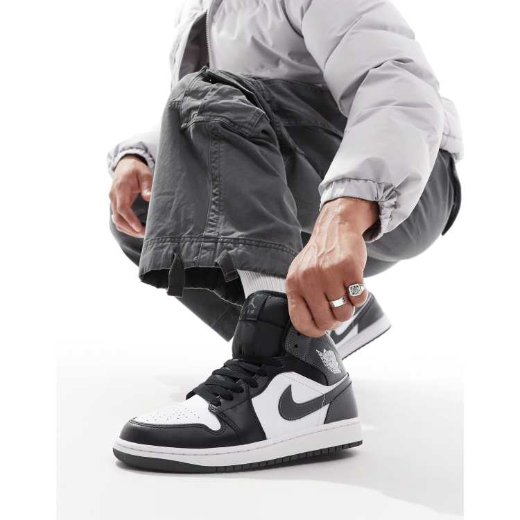 Air Jordan 1 Mid trainers in white black and grey ASOS