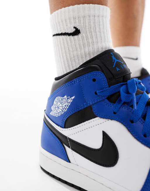 Jordan 1 black white and blue on sale