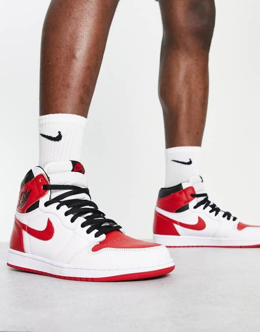 Air jordan 1 retro high og sale red white