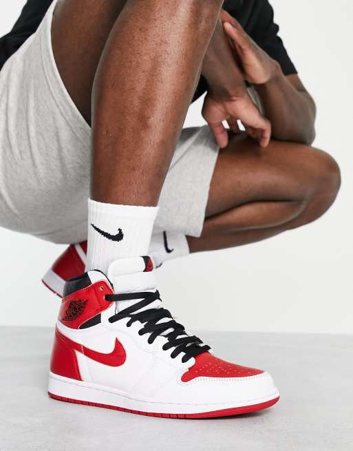 Air jordan 1 retro high og red sales white