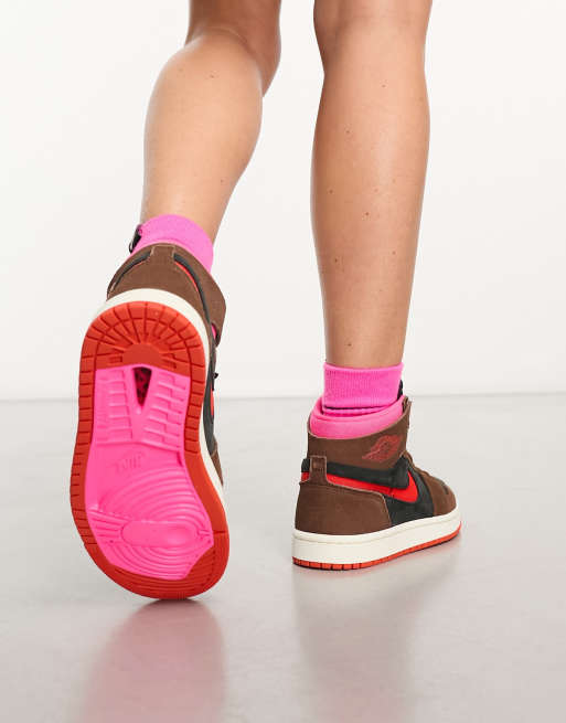 Air Jordan - 1 Rétro High - Sneakers alte marroni e rosa, 4 di 4