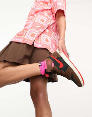 Nike Air Jordan 1 Retro High Sneakers In Brown And Pink In Brown