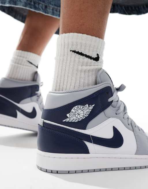 Air Jordan 1 Sneakers alte bianche e blu navy ASOS