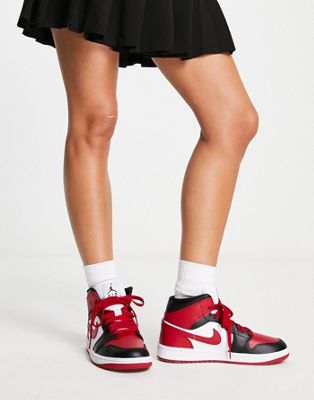 Air Jordan 1 Mid trainers in gym red - ASOS Price Checker