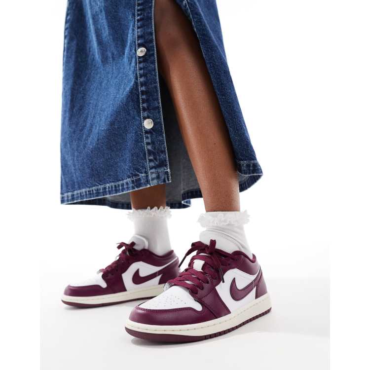 Jordan womens air jordan 1 mid trainer black / white / noble red deals