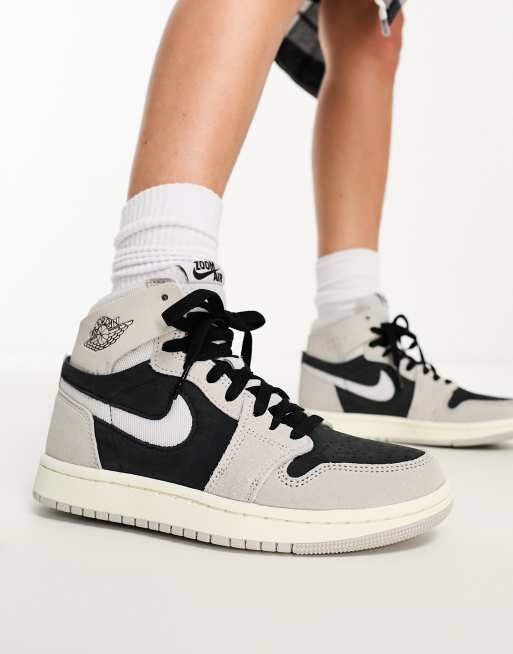 Air Jordan 1 Zoom Air Comfort trainers in light iron grey and black | ASOS